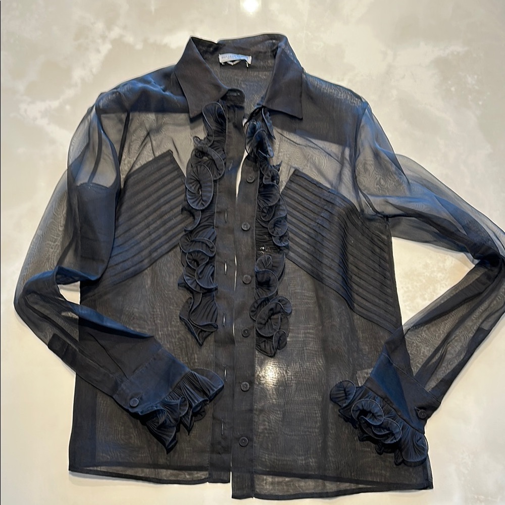 Bottega Veneta Black Sheer Blouse